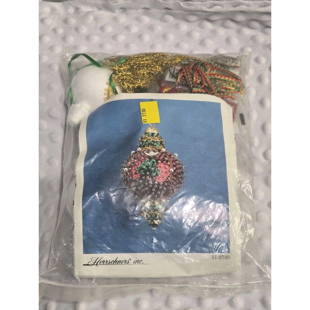 Vintage Herrshners Craft Sequin Bead Ornament Kit  Makes Christmas Teardrop Tree